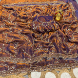 Designer Space Silk Party Wear Saree with Velvet Shine & Gold Cutdana Handwork