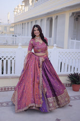 Designer YSL Silk Lehenga Choli with Zari & Sequins Embroidery