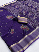 Pure Rangoli Silk Saree with Floral Prints, Glitter Butti & Golden Weaving Border with Blouse