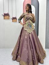 Designer Pure Silk Satin Lehenga Set with Thread & Sequence Embroidery | Fully Stitched Ethnic Bridal Wear