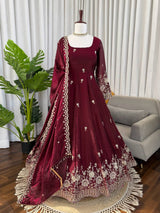 Designer Fendy Silk Anarkali Suit Set with Thread & Sequins Work – Festive & Wedding Wear