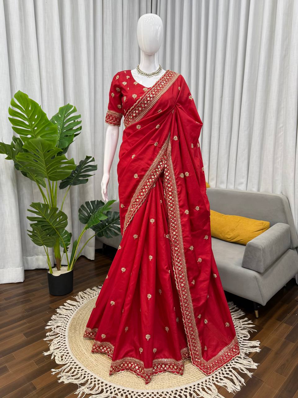Wedding and festive wear Jalpari silk saree with detailed thread and sequin work