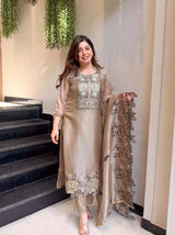 Premium JMC Silk Thread Work Kurti Pant Dupatta Set | Festive Wear