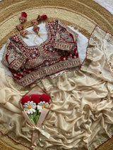Premium Rangoli Silk Saree with Thread Sequins Jari Work & Designer Blouse