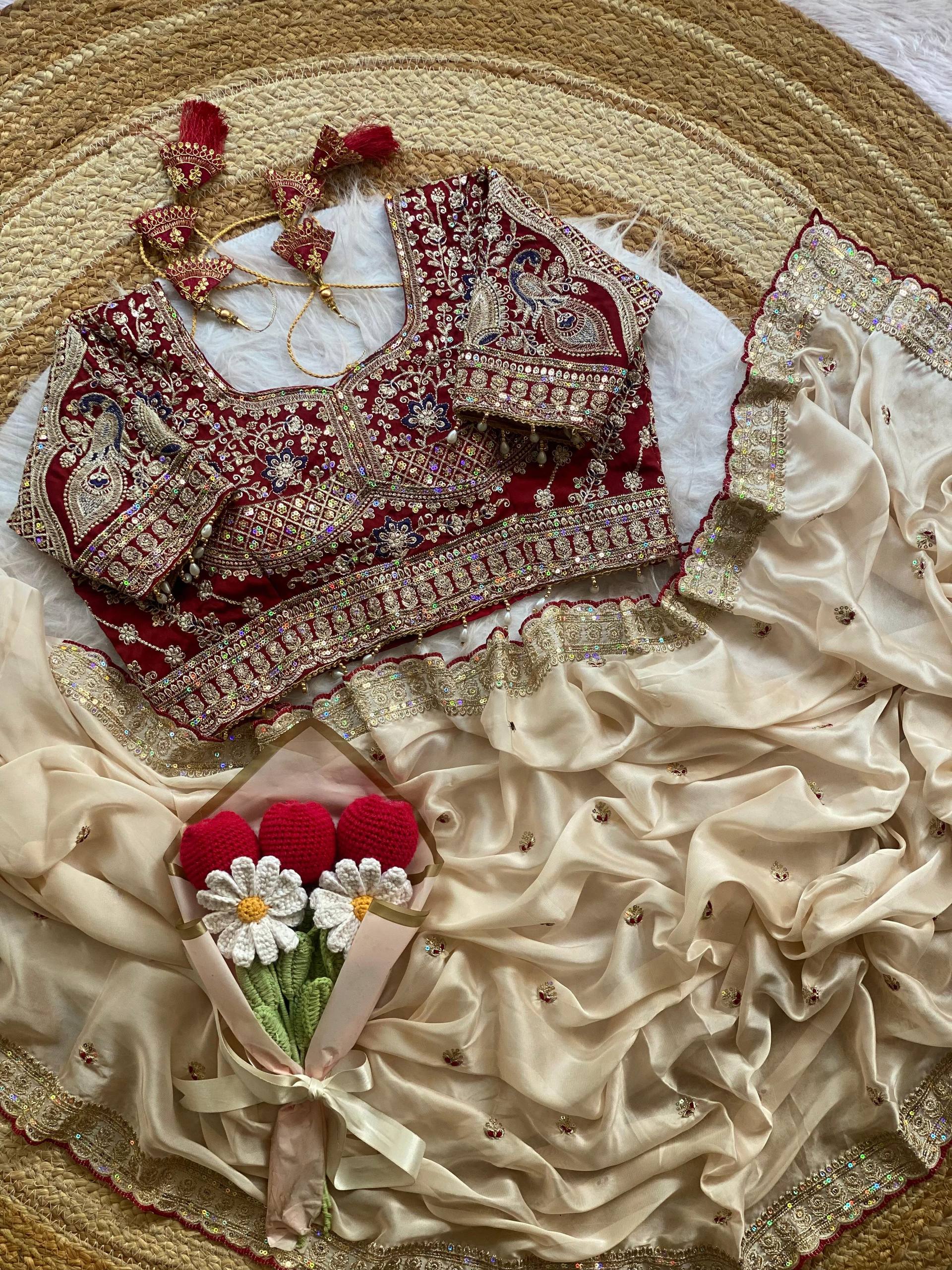Premium Rangoli Silk Saree with Thread Sequins Jari Work & Designer Blouse
