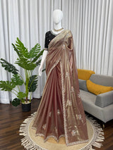 Fendy Silk Saree with Hand-Embroidery Beats  & Sequins Work | Designer Ethnic Wear