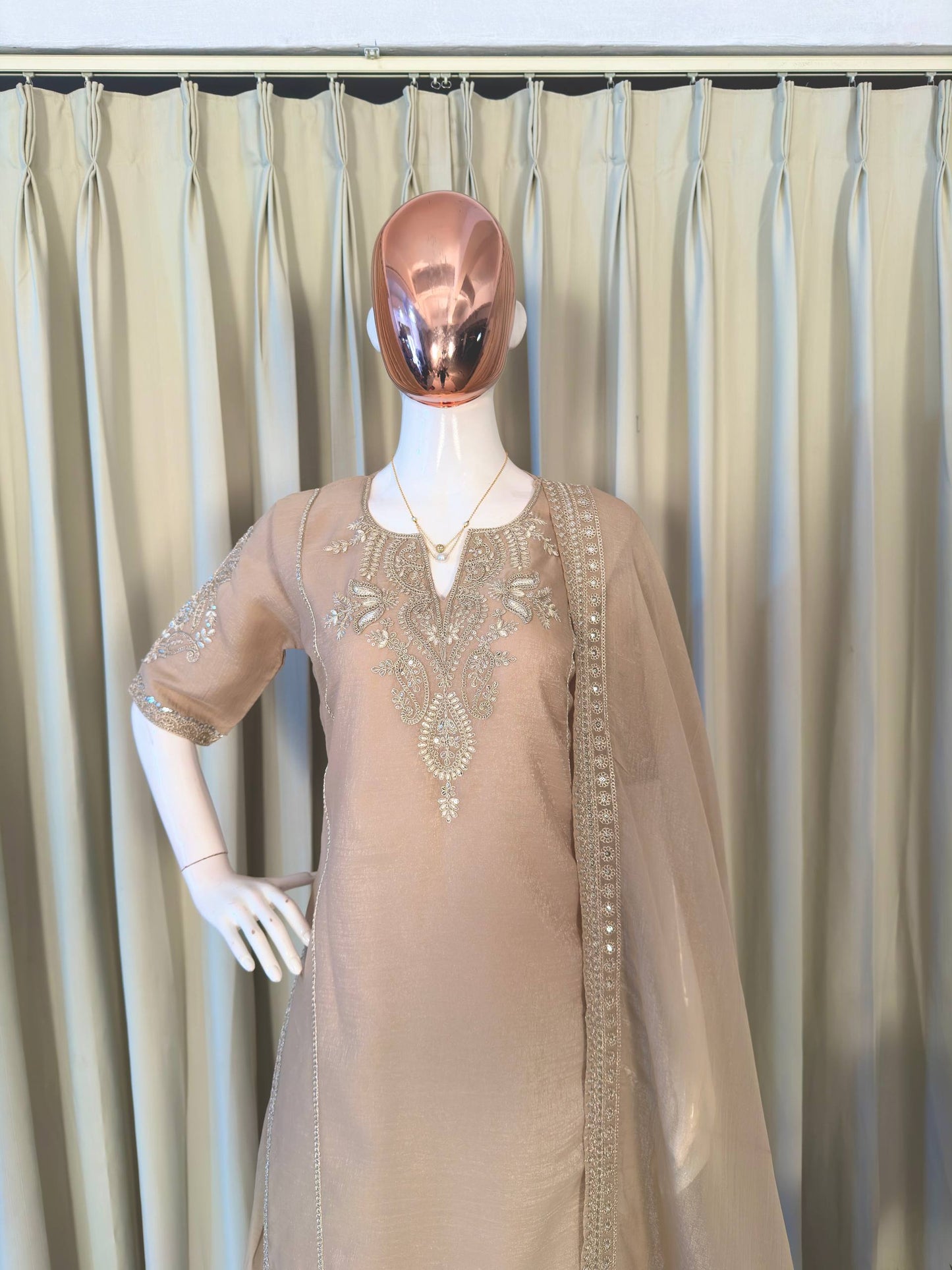 Crunchy Tissue Cording Embroidery Sharara Suit with Sequence Work