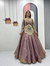 Designer Pure Silk Satin Lehenga Set with Thread & Sequence Embroidery | Fully Stitched Ethnic Bridal Wear