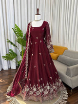 Designer Fendy Silk Anarkali Suit Set with Thread & Sequins Work – Festive & Wedding Wear