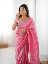 Premium Gold Crush Fabric Saree with Sequin Work Blouse | Wedding & Festive Wear Saree