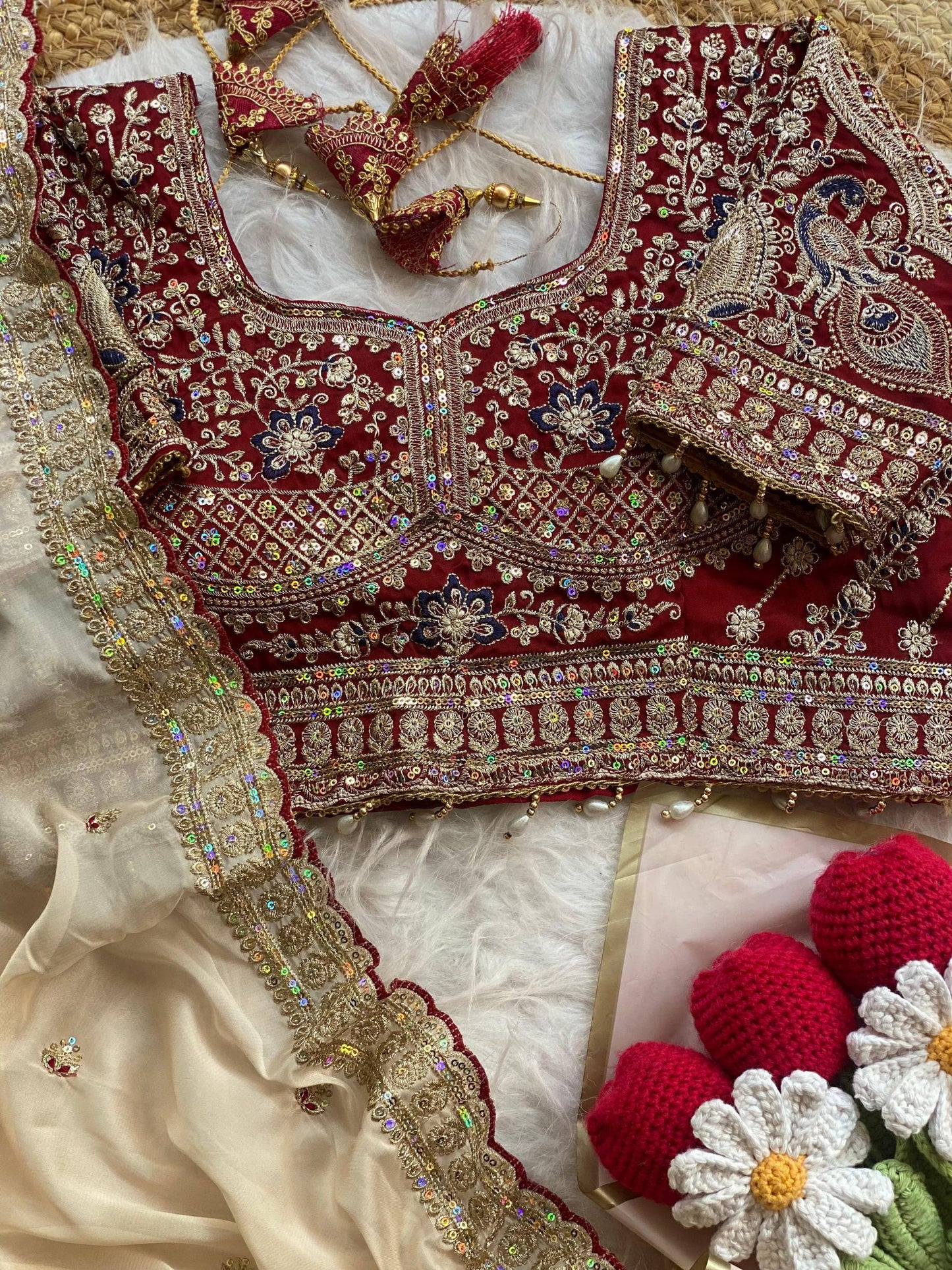 Premium Rangoli Silk Saree with Thread Sequins Jari Work & Designer Blouse