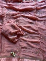 Pure Viscose Georgette Saree with Floral Embroidery Butta & Satin Border