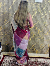Viral Instagram Trending Soft Shine Space Silk Saree with Silver Cut Dana Handwork
