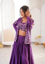 Heavy Chinon Silk Lehenga Choli with Embroidered Koti | 3.5 Meter Flair | Festive & Wedding Wear Set