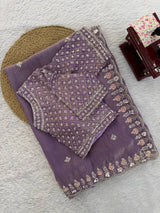 Designer Fendy Silk Saree with Heavy Beads, Thread & Sequin Work | Wedding & Party Wear