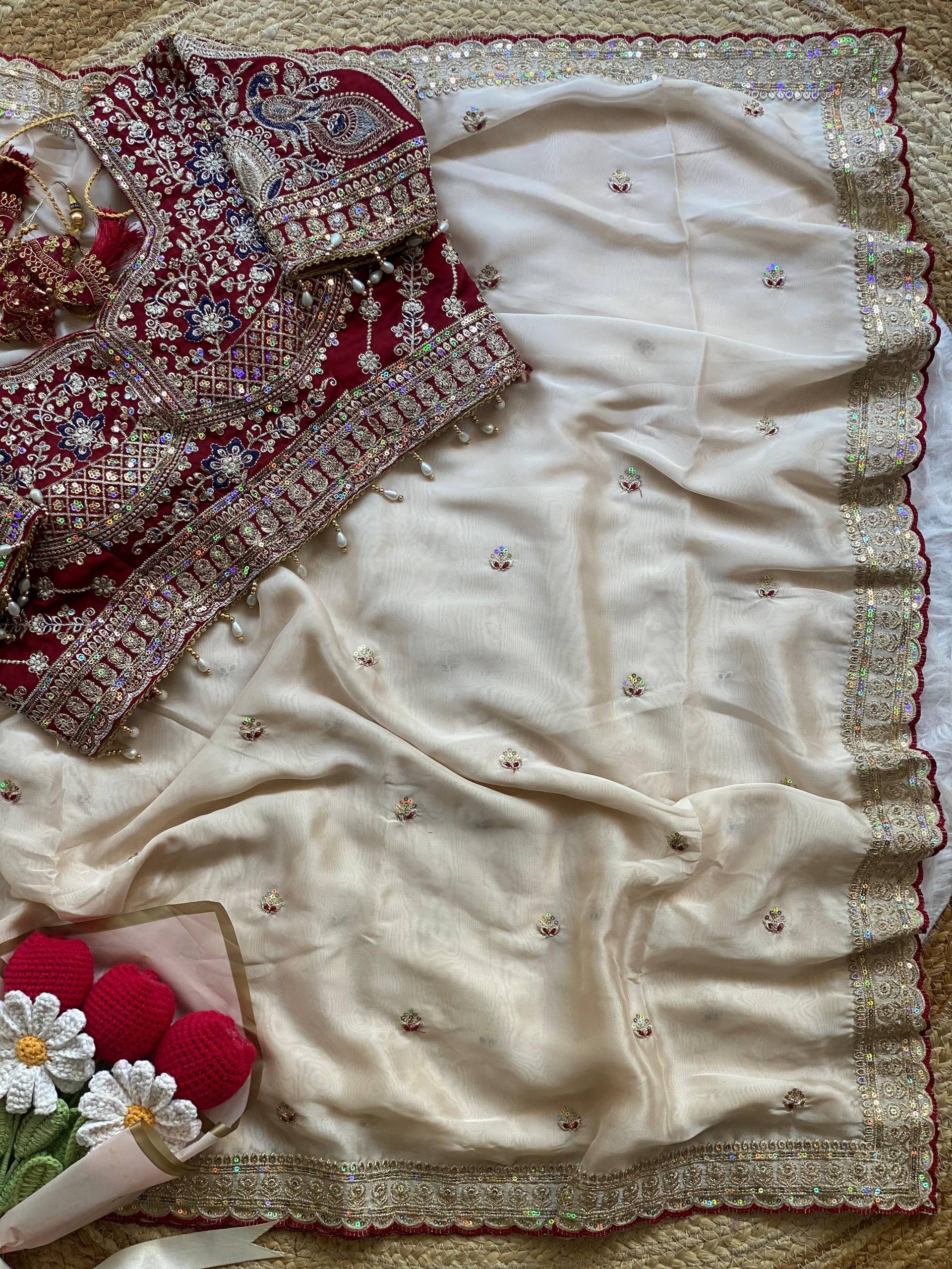 Premium Rangoli Silk Saree with Thread Sequins Jari Work & Designer Blouse