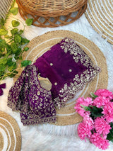 Premium Fendy Satin Designer Saree with Heavy Embroidery & 3mm Sequin Work – Luxury Ethnic Celebration Wear