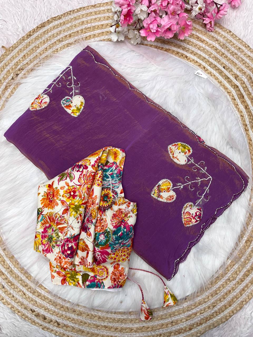 Premium Shreeveli Silk Saree with Designer Khatli Handwork & Scalloped Aarco Border – Luxury Ethnic Wear