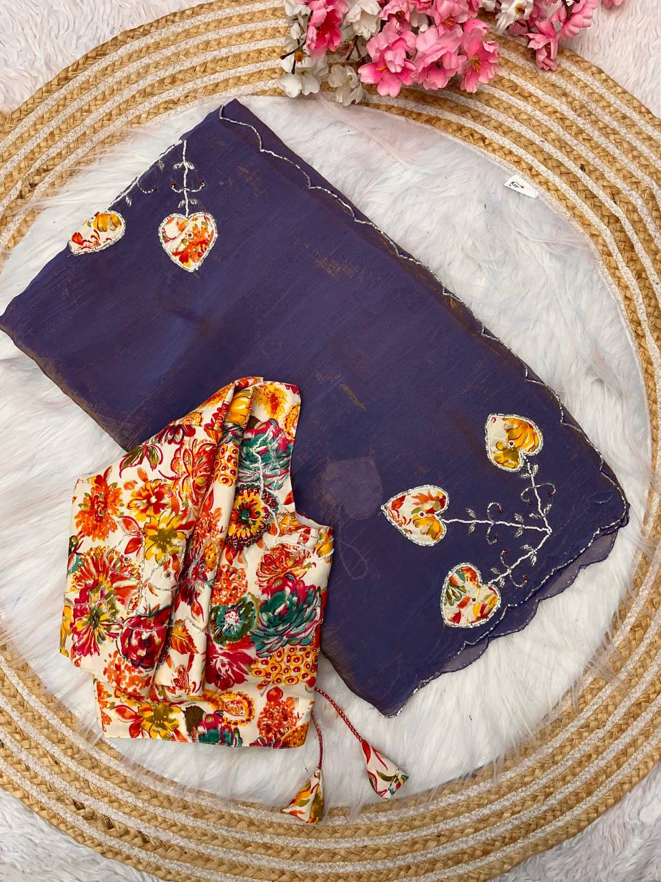 Premium Shreeveli Silk Saree with Designer Khatli Handwork & Scalloped Aarco Border – Luxury Ethnic Wear