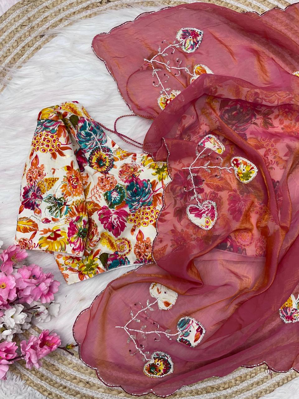 Premium Shreeveli Silk Saree with Designer Khatli Handwork & Scalloped Aarco Border – Luxury Ethnic Wear