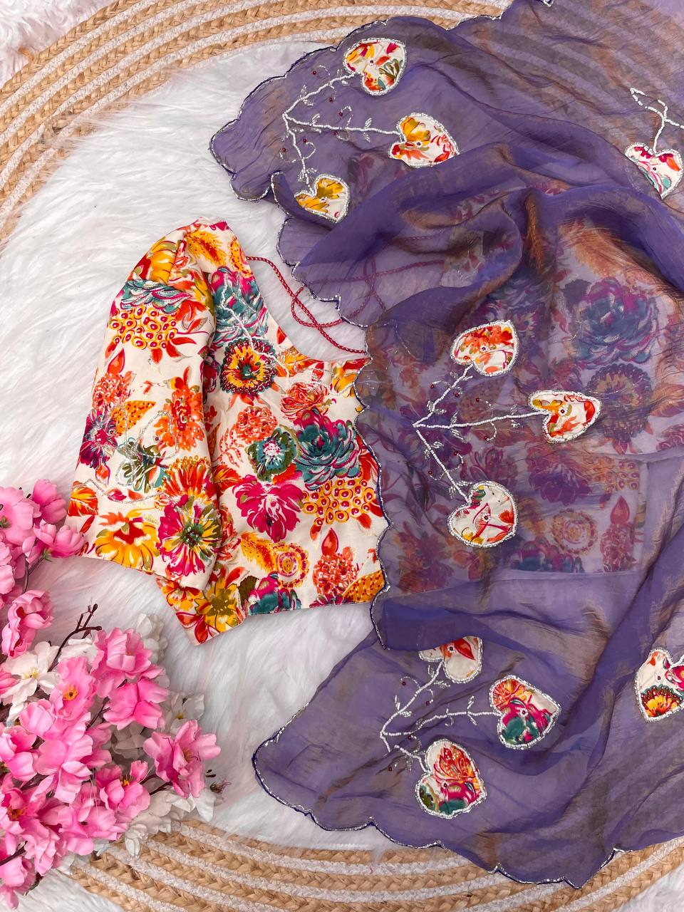 Premium Shreeveli Silk Saree with Designer Khatli Handwork & Scalloped Aarco Border – Luxury Ethnic Wear