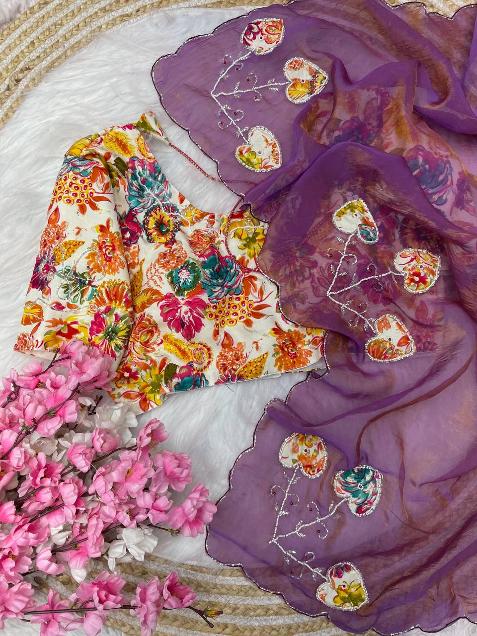 Premium Shreeveli Silk Saree with Designer Khatli Handwork & Scalloped Aarco Border – Luxury Ethnic Wear