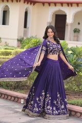 Designer Vichitra Silk Lehenga Choli Set with Heavy Sequins & Zari Embroidery – Premium Stitched Festive Wear