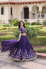 Designer Vichitra Silk Lehenga Choli Set with Heavy Sequins & Zari Embroidery – Premium Stitched Festive Wear