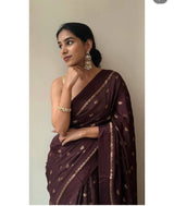 Premium Pure Viscose Soft Georgette Saree with Delicate Jacquard Butti & Elegant Satin Patta Border