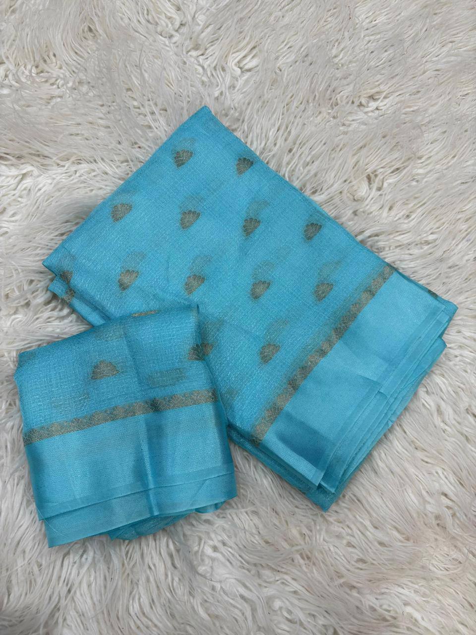 Premium Pure Viscose Soft Georgette Saree with Delicate Jacquard Butti & Elegant Satin Patta Border