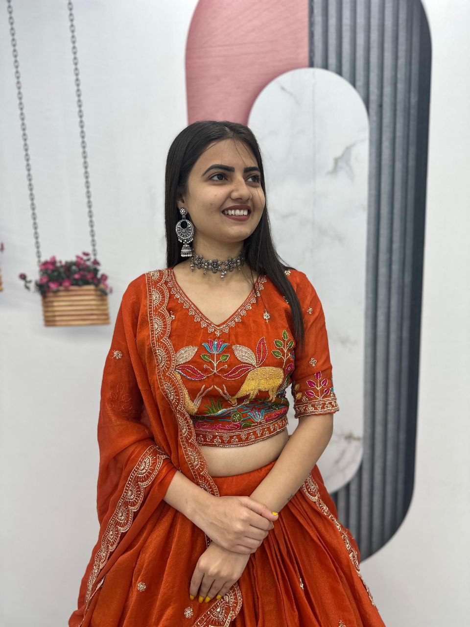 Designer Moss Shimar Lehenga Choli Set with Heavy Embroidery Thread & Pipe Val Work – Ready-to-Wear Luxury Celebration Ensemble