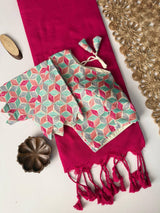 Product Title Handcrafted Khadi Cotton Saree with Designer Heavy Embroidery Aura Cotton Padded Blouse – Sustainable Luxury Ethnic Wear