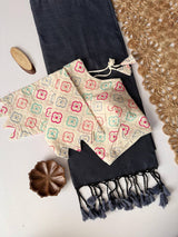 Product Title Handcrafted Khadi Cotton Saree with Designer Heavy Embroidery Aura Cotton Padded Blouse – Sustainable Luxury Ethnic Wear