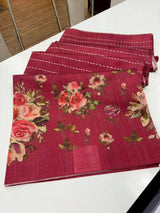 Digital Floral Print Semi Desi Tussar Silk Saree with Tassel Detail and Matching Blouse