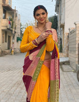 Viral Instagram Trending Soft Shine Space Silk Saree with Silver Cut Dana Handwork