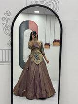 Designer Pure Silk Satin Lehenga Set with Thread & Sequence Embroidery | Fully Stitched Ethnic Bridal Wear