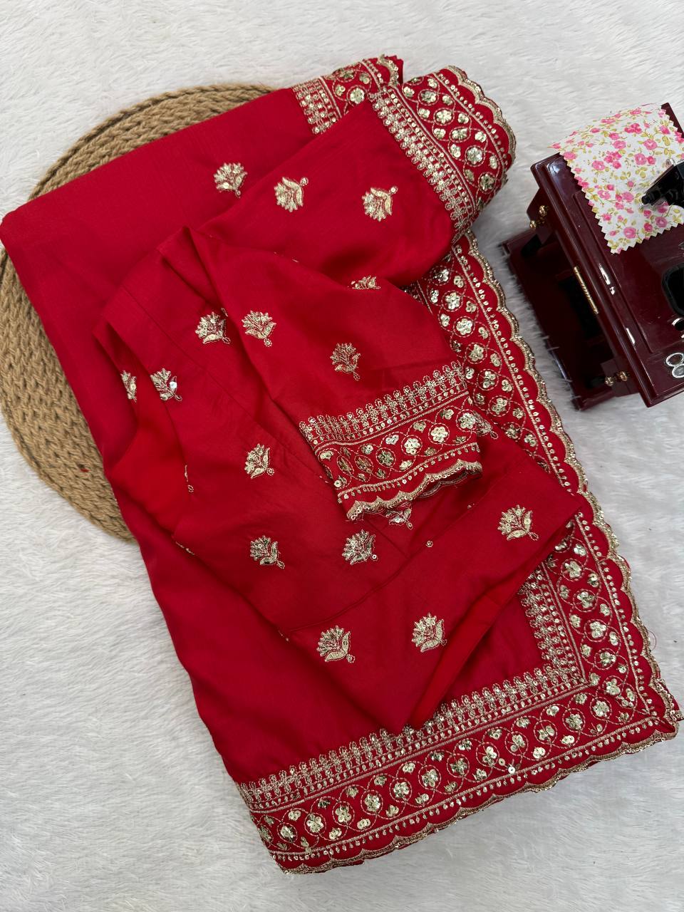 Jalpari Silk Designer Saree with Intricate Thread & Sequence Work – Party Wear Ethnic Saree with Unstitched Blouse