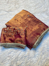 Fendy Satin Dual Shade Sequence Work Saree with Designer Lace Border & Running Blouse