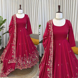 Designer Festive Wear Silk Anarkali Kurta Set with Plazo & Embroidered Dupatta