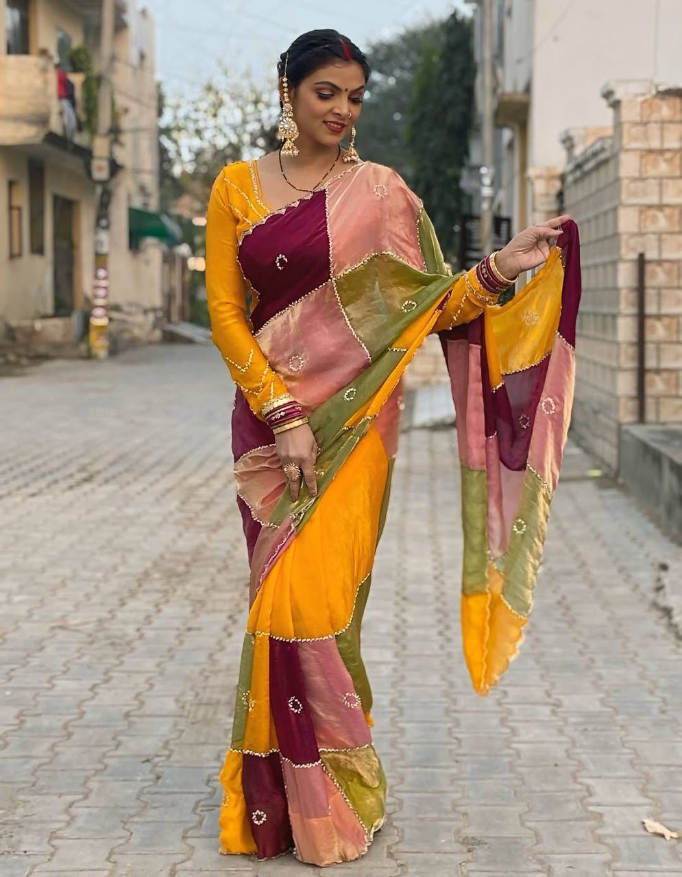 Viral Instagram Trending Soft Shine Space Silk Saree with Silver Cut Dana Handwork
