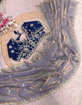 Premium Fendy Satin Silk Designer Saree with 5mm Sequins & Coding Embroidery Work | Fully Stitched Blouse