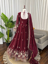Designer Fendy Silk Anarkali Suit Set with Thread & Sequins Work – Festive & Wedding Wear