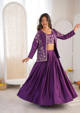 Heavy Chinon Silk Lehenga Choli with Embroidered Koti | 3.5 Meter Flair | Festive & Wedding Wear Set