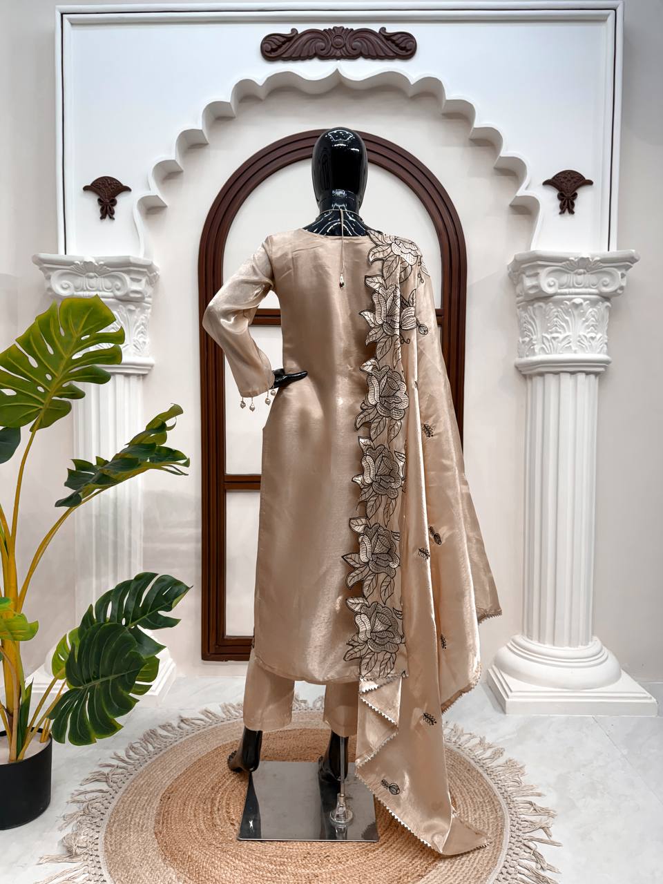 Premium JMC Silk Thread Work Kurti Pant Dupatta Set | Festive Wear