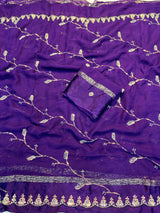 Viscose Georgette Saree with Satin Patti Sequence Work & Handwork Running Blouse