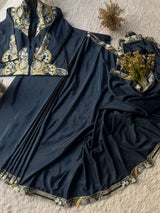 Ready-to-Wear Lehenga Saree Set with Embroidered Koti Jacket and Blouse