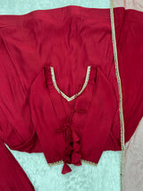Premium Pure Roman Silk Chanderi Anarkali Gown Set with 4 Meter Flare, Lace Work & Net Dupatta