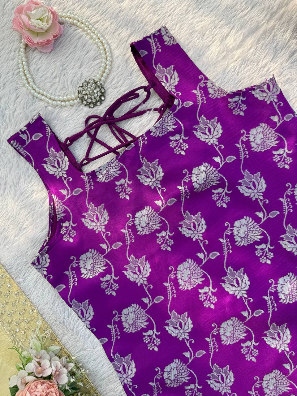 Jacquard Thread & Sequence Work Kurti Plazo Set with Crunchy Silk Dupatta – Festive Ethnic Wear for Women