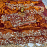 Premium Fendy Satin Designer Saree with Heavy Embroidery & 3mm Sequin Work – Luxury Ethnic Celebration Wear