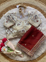 Premium Rangoli Silk Saree with Thread Sequins Jari Work & Designer Blouse